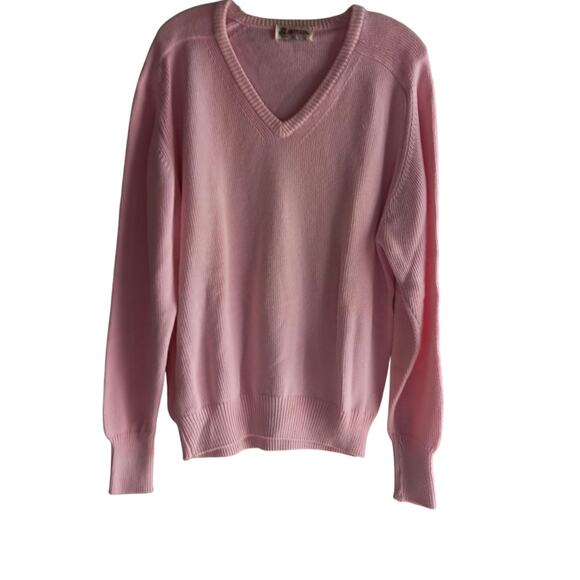 EUC Antigua Of Scottsdale Large Light Pink V-Neck Long Sleeve Cotton Sweater - Picture 1 of 3